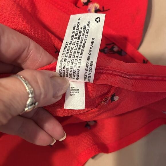 Wild Fable szXXL long sleeve red flowered twisted hem peplum side zip blouse EUC - Picture 4 of 10